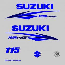 1 kit stickers SUZUKI 115cv serie 2 bleu pour capot moteur hors bord bateau autocollants decals