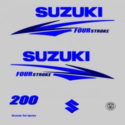 1 kit stickers SUZUKI 200cv serie 2 bleu pour capot moteur hors bord bateau autocollants decals
