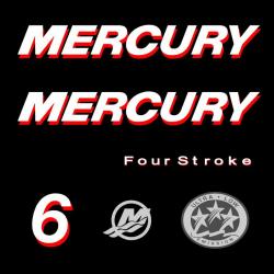 1 kit stickers MERCURY 6cv serie 1 pour capot moteur hors bord bateau autocollants decals