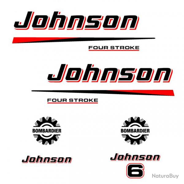 1 kit stickers JOHNSON 6 cv serie 2 pour capot moteur hors bord bateau autocollants decals