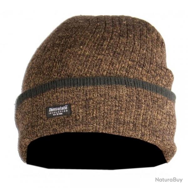 Bonnet marron chin tricot laine doubl polaire SOMLYS