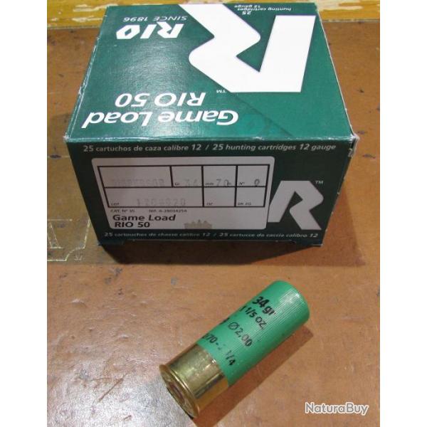 Boite de 25 cartouches Mini Magnum  RIO, cal 12/70  dispersante, 34 grammes, Numero 9