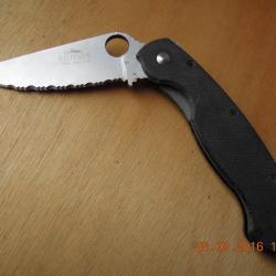 Spyderco MilitaryC36.Spyderco vintage"Milie",G-10 ats-34 fully serrated edge US 1st production 96/97