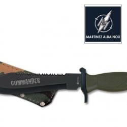 Couteau militaire COMMANDER  Vert et Noir avec étui pour ceinture