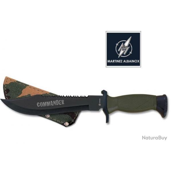Couteau militaire COMMANDER  Vert et Noir avec tui pour ceinture