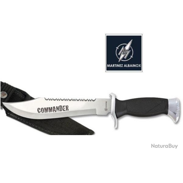 Couteau Tactical  COMMANDER  Chrome et Noir avec tui pour ceinture