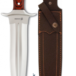 Couteau de chasse lame droite de 23 cm manche bois  avec son Etui tout Cuir