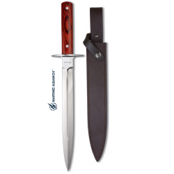 Couteau de chasse lame droite de 27 cm manche bois  avec son Etui tout Cuir