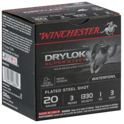 Cartouche Winchester Drylock Acier Nickelé Calibre 20/76