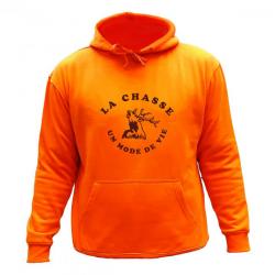 Sweat de chasse avec capuche Orange - La chasse un mode de vie Chevreuil