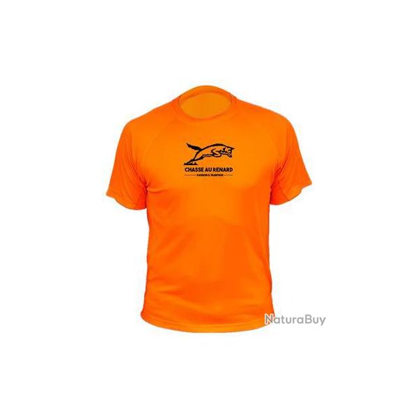 Tee-shirt chasse respirant orange "Chasse au renard"
