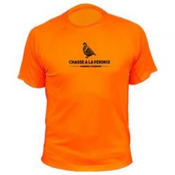Tee-shirt chasse respirant orange "Chasse à la perdrix"