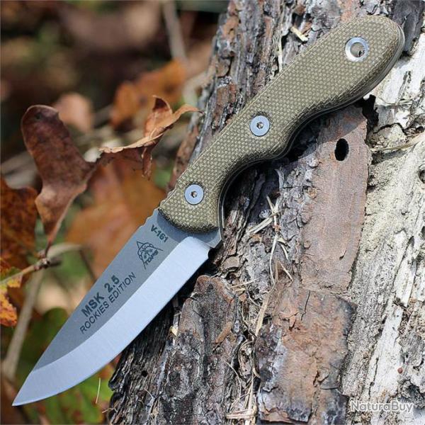 Couteau Tops Mini Scandi MSK Rockies Edition Acier Carbone 1095 Manche Micarta Made in USA TPMSKTBF