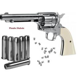 Revolver  COLT  S.A.A.45  Finition Nickelé  *Co2 Plombs Diabolo Cal 4.5 *