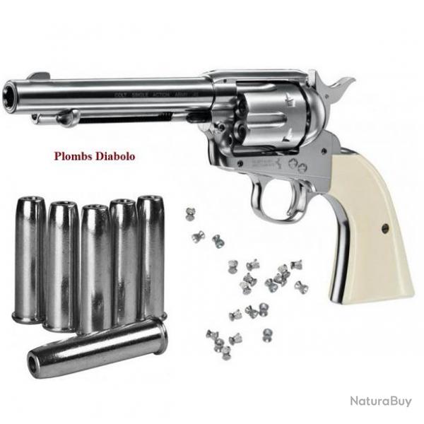 Revolver  COLT  S.A.A.45  Finition Nickel  *Co2 Plombs Diabolo Cal 4.5 *