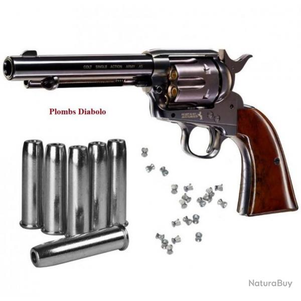 Revolver  COLT  S.A.A.45  Finition Bleute  *Co2 Plombs Diabolo Cal 4.5 *