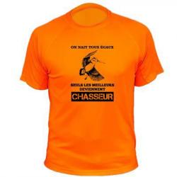 Tee-shirt chasse respirant orange "On naît tous égaux, les meilleurs deviennent chasseur" Bécasse