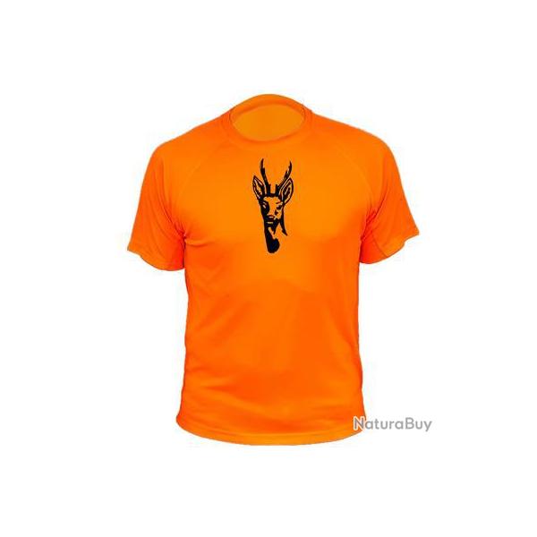 Tee-shirt chasse respirant orange Animal seul - Chevreuil