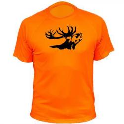 Tee-shirt chasse respirant orange Animal seul - Chevreuil profil