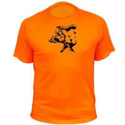 Tee-shirt chasse respirant orange Animal seul - Sanglier profil