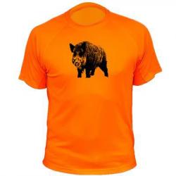 Tee-shirt chasse respirant orange Animal seul - Sanglier entier