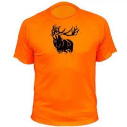 Tee-shirt chasse respirant orange Animal seul - Cerf