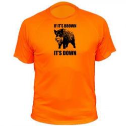 Tee-shirt chasse respirant orange 'if it is brown it is down" Sanglier