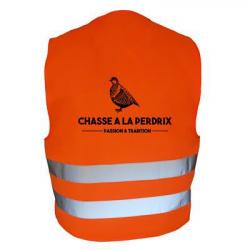 Gilet de chasse Orange - passion et tradition- chasse perdrix
