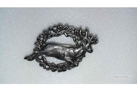 Superbe étain chasse chevreuil tête broche pin
