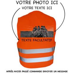 Gilet de chasse Orange -personnalisation photo + texte- 1
