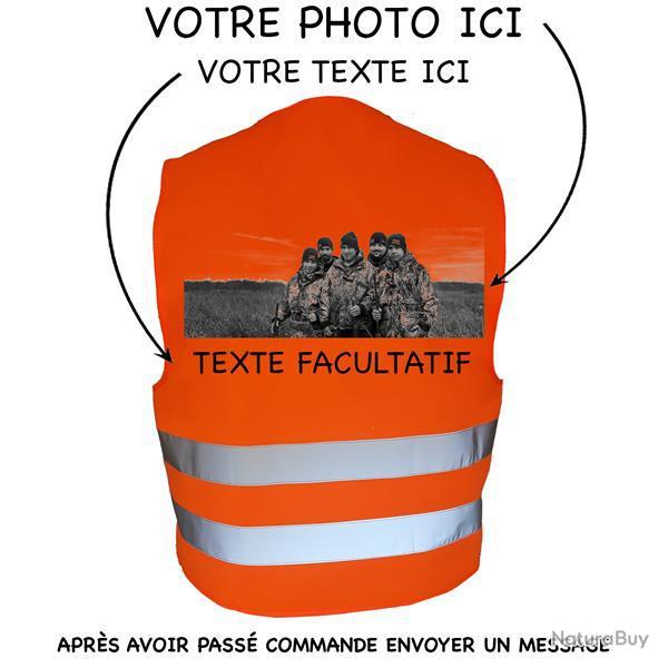 Gilet de chasse Orange -personnalisation photo + texte- 1