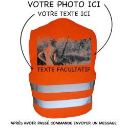 Gilet de chasse Orange -personnalisation photo + texte- 2