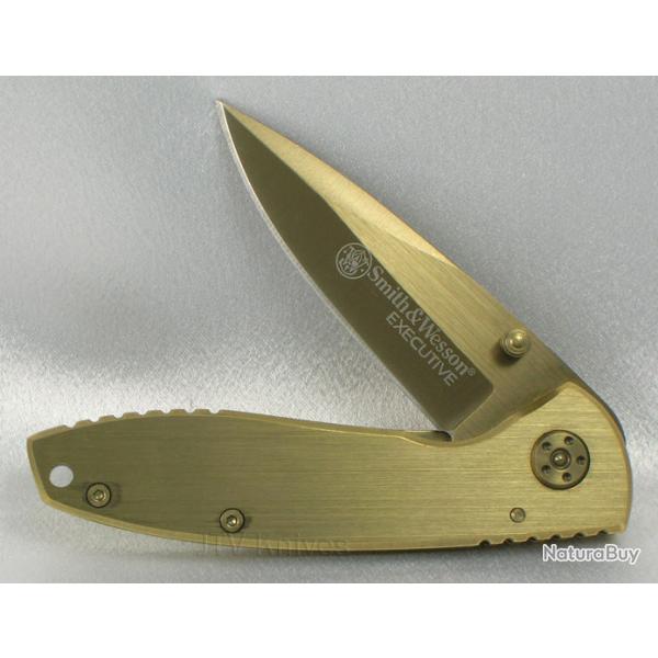 COUTEAU SMITH & WESSON GOLD TITANIUM FOLDING SW110GL