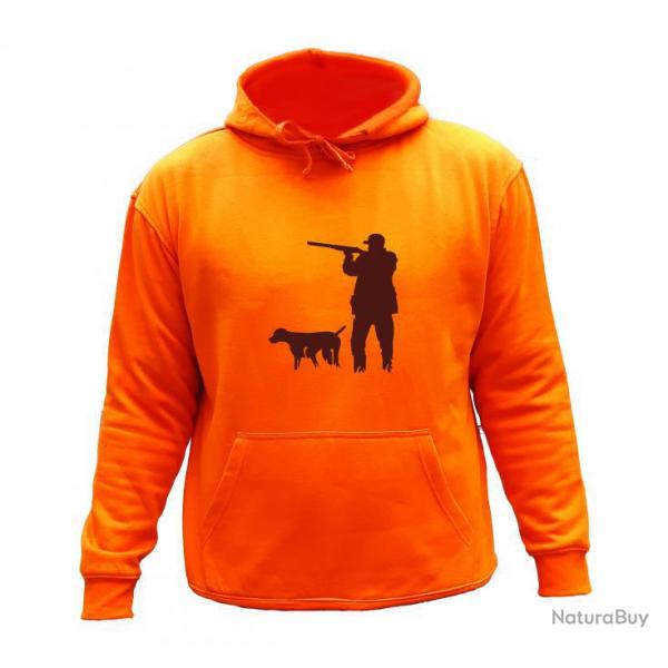 Sweat de chasse avec capuche Orange - Chasse au chien d'arret