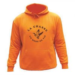 Sweat de chasse avec capuche Orange - La chasse un mode de vie - canard 2