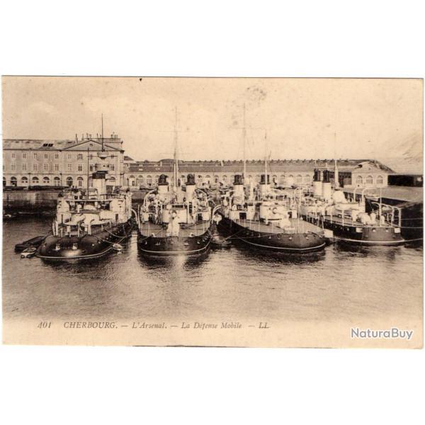 CPA - Marine Militaire -CHERBOURG - L'Arsenal - La Dfense Mobile-N1350