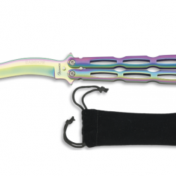Couteau papillon de combat  « RAINBOW » de 22 cm couleur Arc en Ciel