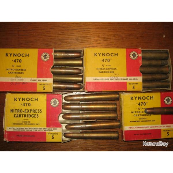 Munition Kynoch .470 Nitro Express (Cordite) England Soft nose  et Solid Brass
