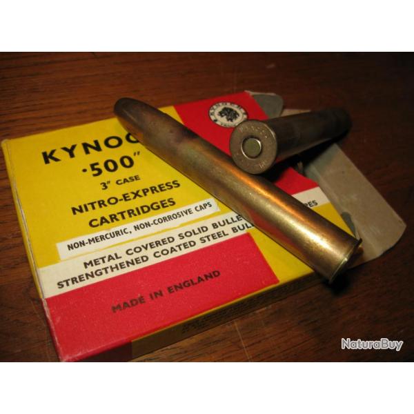 Munition Kynoch .500 Nitro Express (Cordite) England Solid Brass