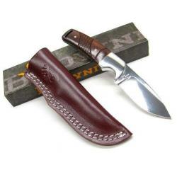 Couteau De Chasse Bushcraft Browning Fixed Blade Cocobolo Acier Inox Manche Bois Etui Cuir BR0229