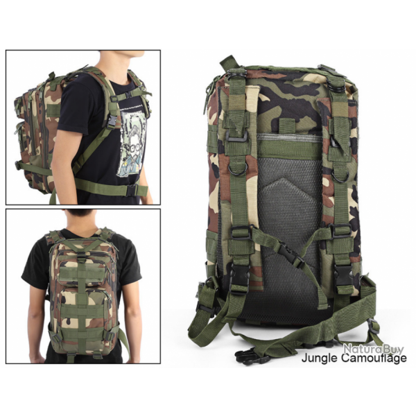 SAC A DOS TACTIQUE TREKKING SPORT VOYAGE CAMPING CAPACITE 30 L JUNGLE CAMOUFLAGE 2