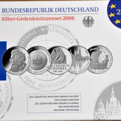 10  Série BE argent Allemagne 2006 - 5 x pièces commémorative de 10 euros / monnaie belle épreuve