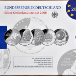 10  Série BE argent Allemagne 2008 - 5 x pièces commémorative de 10 euros / monnaie belle épreuve