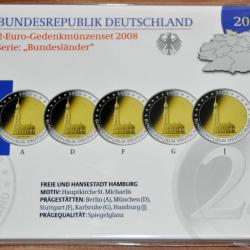 2  Série BE Allemagne 2008 HAMBOURG - 5 x pièces commémorative de 2 euros / 5 Ateliers