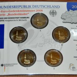 2  Série BU Allemagne 2008 HAMBOURG - 5 x pièces commémorative de 2 euros / 5 Ateliers