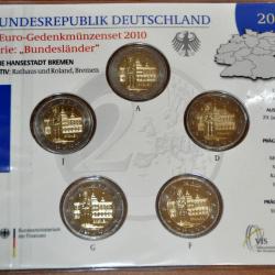 2  Série BU Allemagne 2010 BRÊME - 5 x pièces commémorative de 2 euros / 5 Ateliers