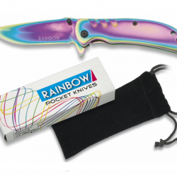 Couteau pliant de poche lame de 7 cm  « RAINBOW » couleur Arc en Ciel