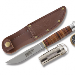 Couteau de Survie Chasse Marbles Hunter Survival Set Acier 440 Manche & Etui Cuir MR303