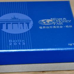 1 oz argent BE Panda chinois 2013 -World Money Fair Berlin- pièce commémorative - coffret Chine