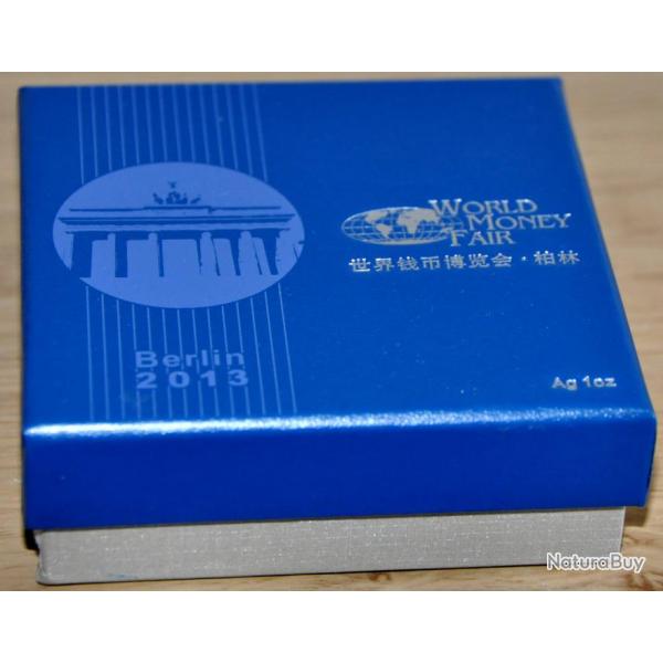 1 oz argent BE Panda chinois 2013 -World Money Fair Berlin- pice commmorative - coffret Chine